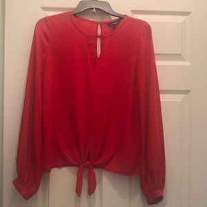 Express Red Blouse With Front Tie